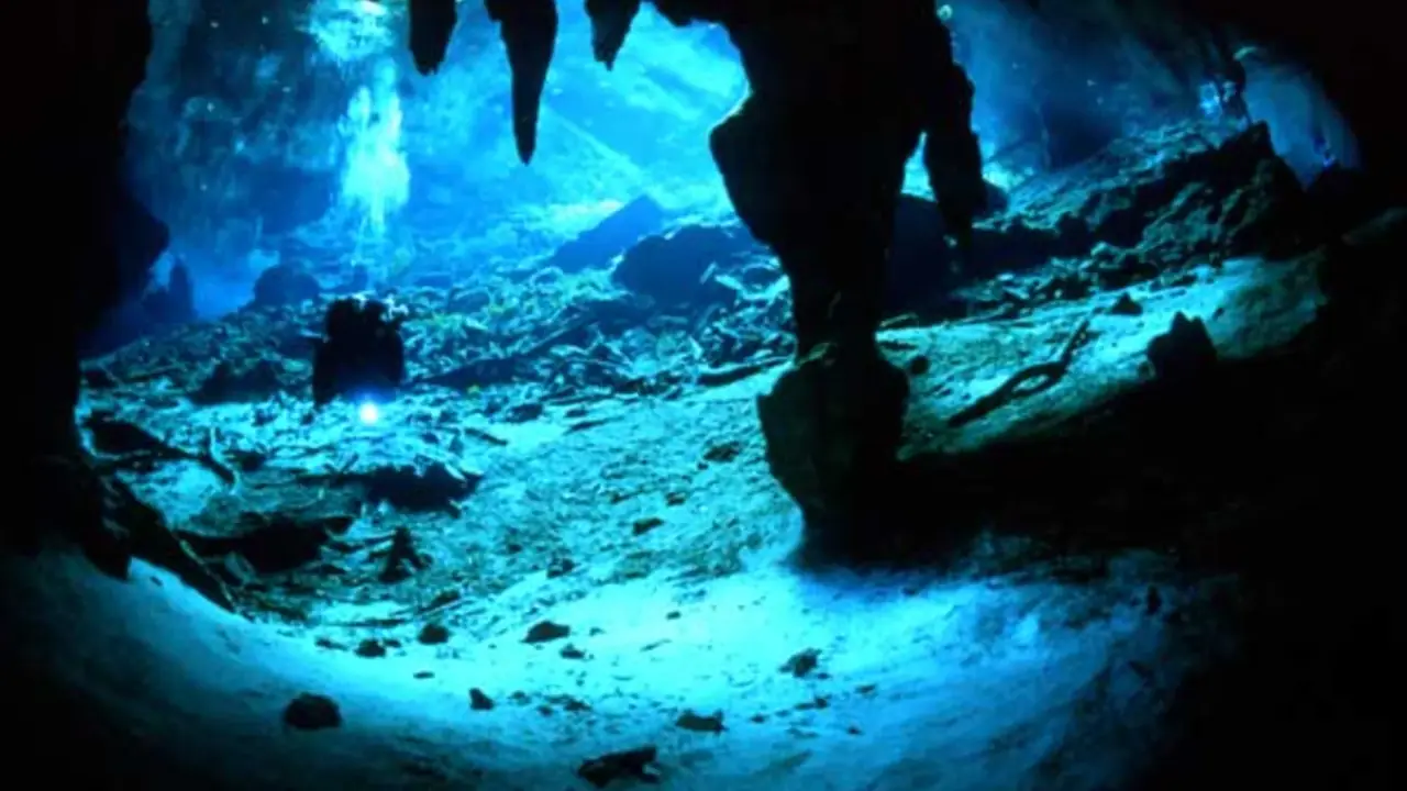 Gran Cenote clear blue water and limestone cavern